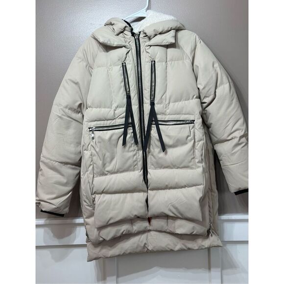NWOT Orolay 092 Classics Stone Tan Thickened Duck Down Puffer Hooded Jacket Med - Picture 2 of 13